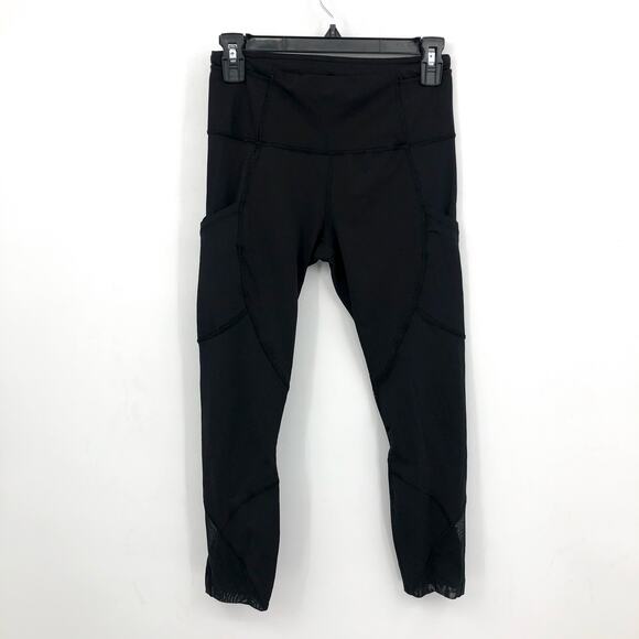 LULULEMON Women's Outrun Leggings Size 6 Black 23" Inseam Athletic Reflective - Picture 1 of 6